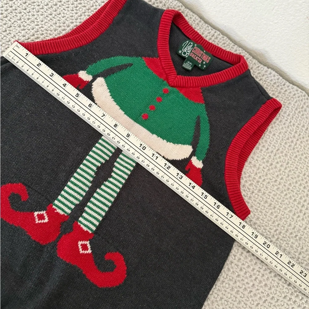 Ugly Christmas Sweater Vest Red and Green Festive Knit Size S/P mens